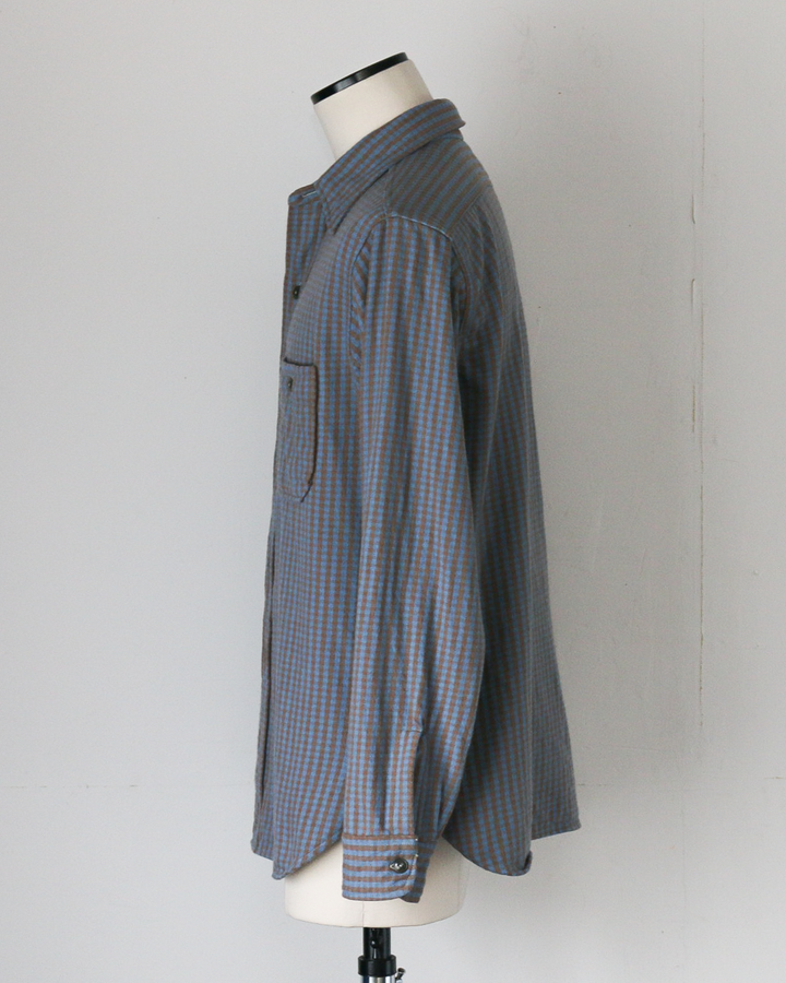 John Gluckow ジョンクラッコー JG-06-2 The Everyday Flannel Shirts D柄 ブラウン×サックス ワンウォッシュ