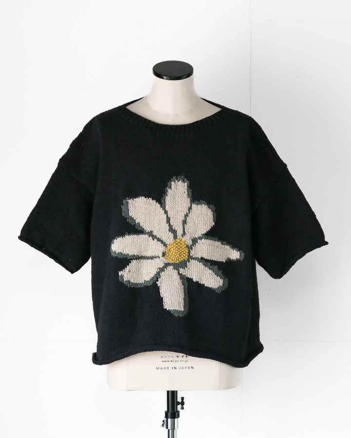 MacMahon Knitting Mills Big S/S Crew Neck Knit-Flower Black