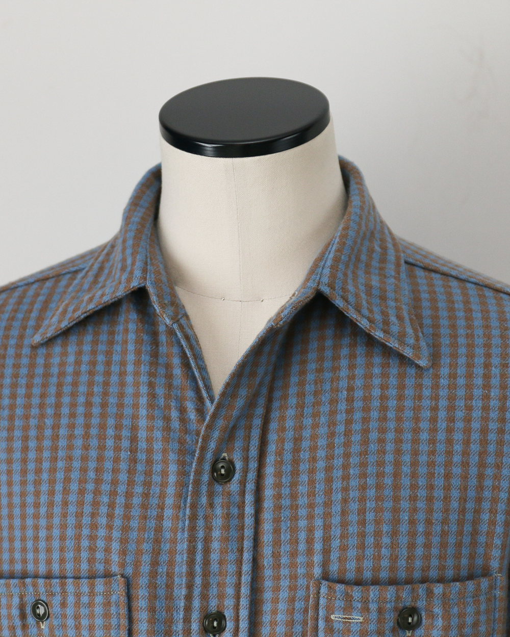 John Gluckow ジョンクラッコー JG-06-2 The Everyday Flannel Shirts D柄 ブラウン×サックス ワンウォッシュ