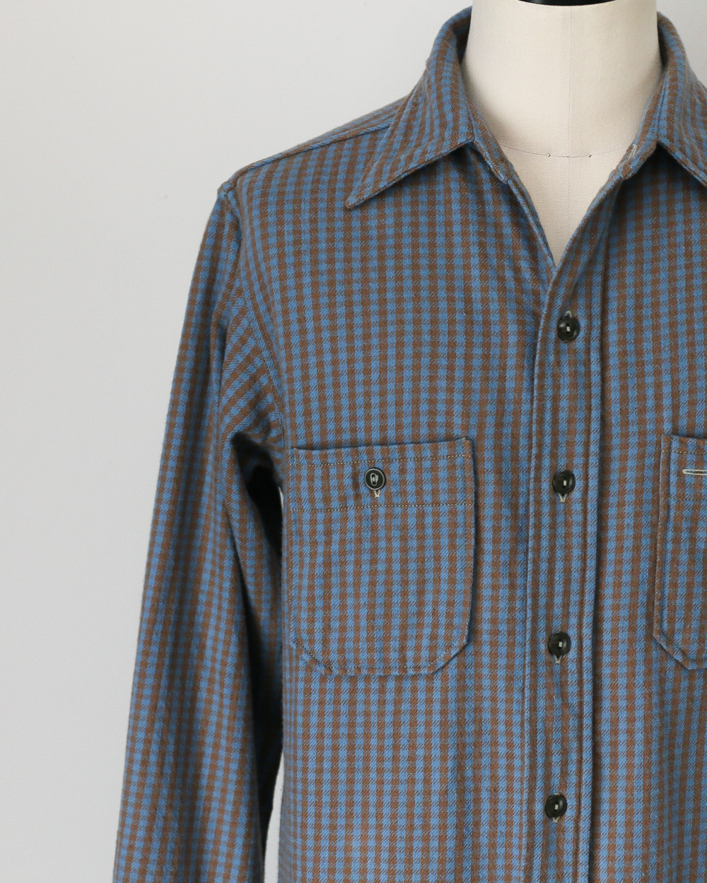 John Gluckow ジョンクラッコー JG-06-2 The Everyday Flannel Shirts D柄 ブラウン×サックス ワンウォッシュ