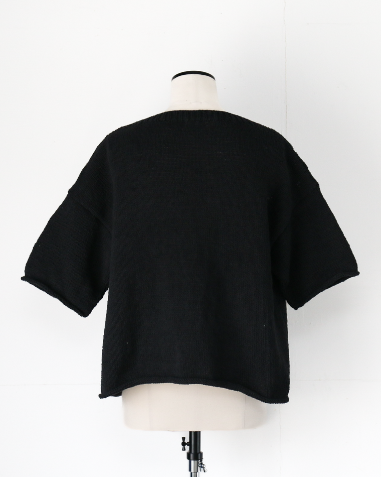 MacMahon Knitting Mills Big S/S Crew Neck Knit-Flower Black