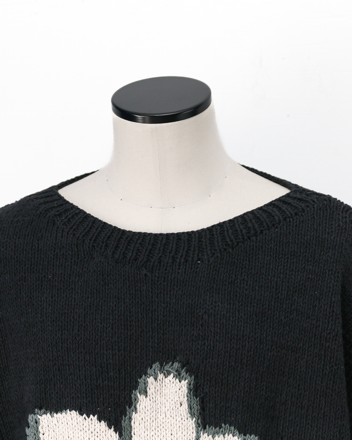 MacMahon Knitting Mills Big S/S Crew Neck Knit-Flower Black
