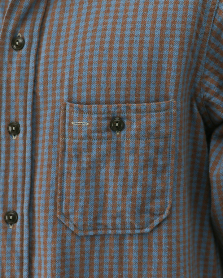 John Gluckow ジョンクラッコー JG-06-2 The Everyday Flannel Shirts D柄 ブラウン×サックス ワンウォッシュ