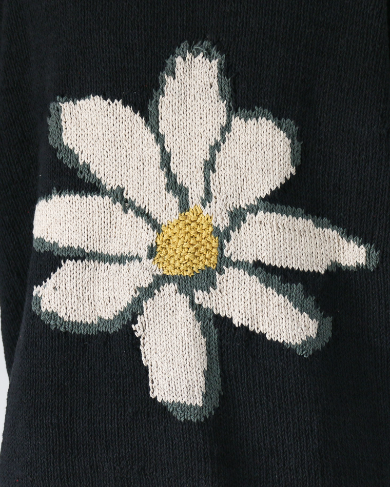 MacMahon Knitting Mills Big S/S Crew Neck Knit-Flower Black