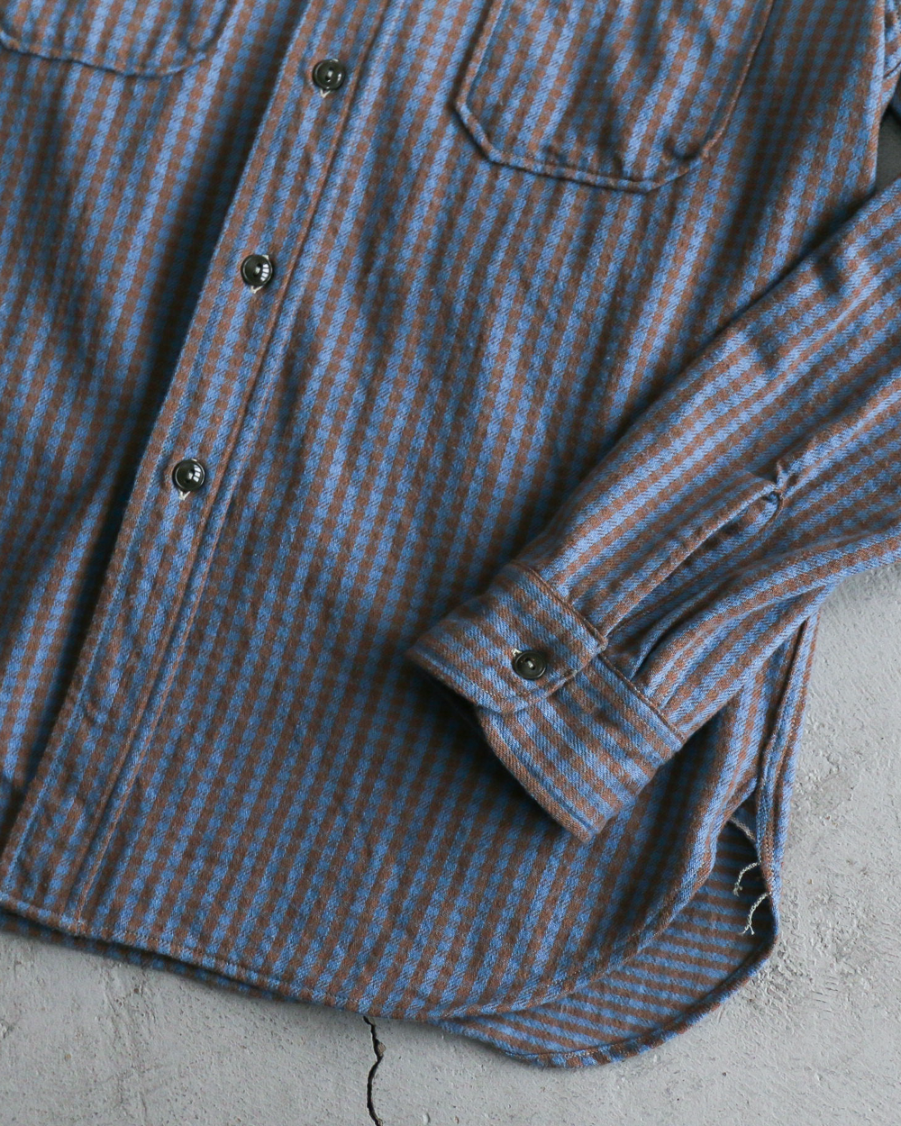 John Gluckow ジョンクラッコー JG-06-2 The Everyday Flannel Shirts D柄 ブラウン×サックス ワンウォッシュ