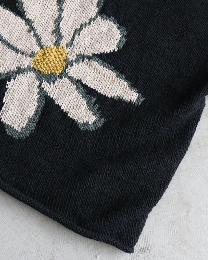 MacMahon Knitting Mills Big S/S Crew Neck Knit-Flower Black
