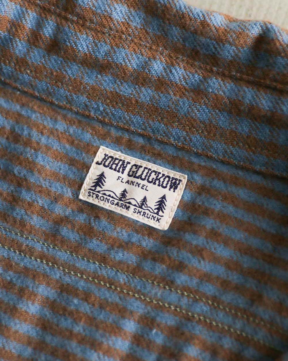 John Gluckow ジョンクラッコー JG-06-2 The Everyday Flannel Shirts D柄 ブラウン×サックス ワンウォッシュ