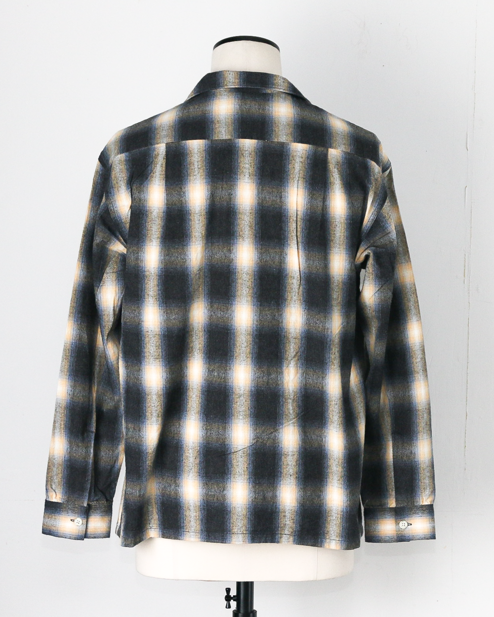 FIVE BROTHER ファイブブラザー Check One-up Collar Shirt Black Grey