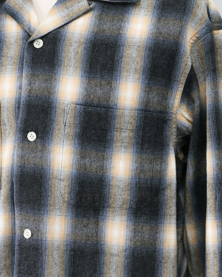 FIVE BROTHER ファイブブラザー Check One-up Collar Shirt Black Grey