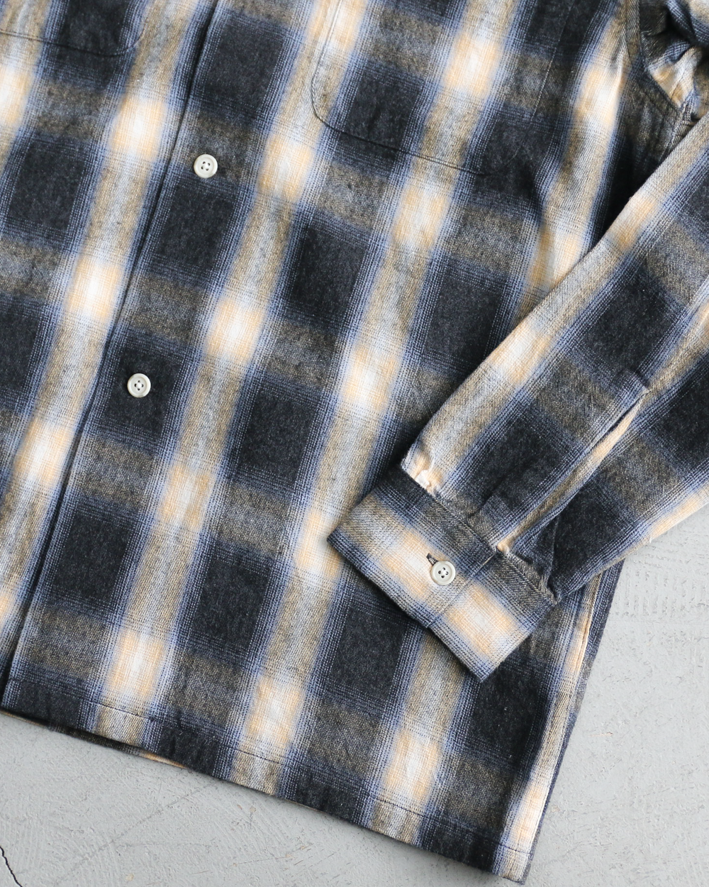 FIVE BROTHER ファイブブラザー Check One-up Collar Shirt Black Grey
