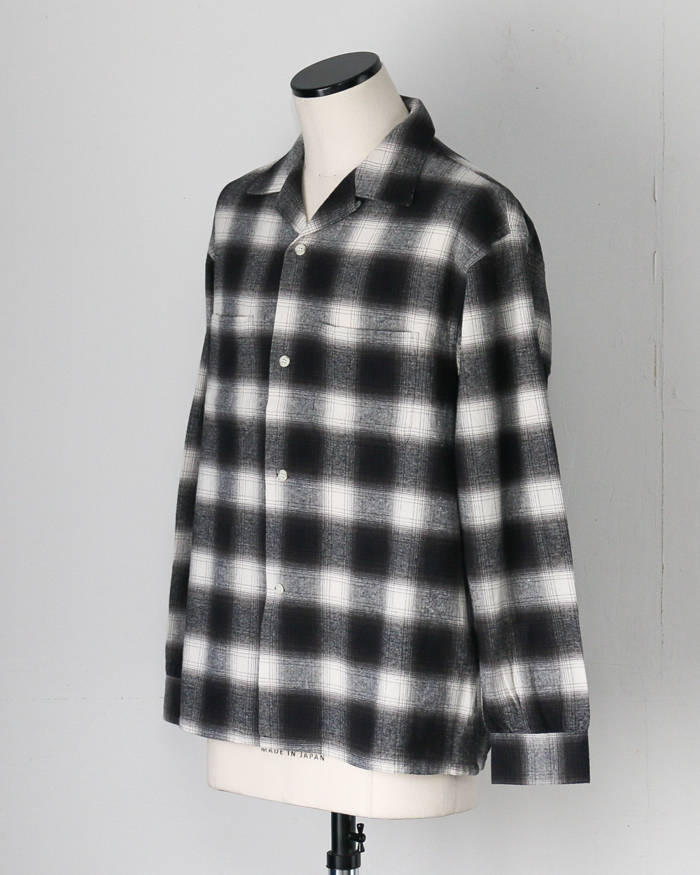 FIVE BROTHER ファイブブラザー Check One-up Collar Shirt Black