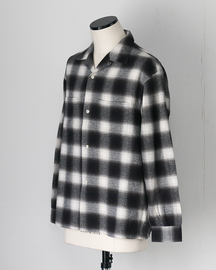 FIVE BROTHER ファイブブラザー Check One-up Collar Shirt Black