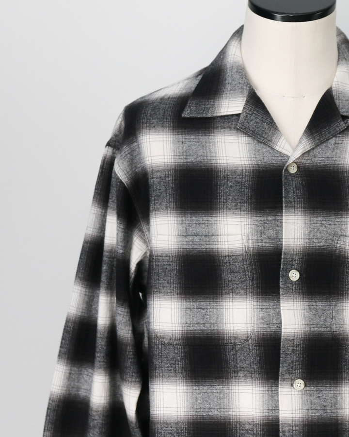 FIVE BROTHER ファイブブラザー Check One-up Collar Shirt Black