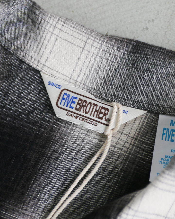 FIVE BROTHER ファイブブラザー Check One-up Collar Shirt Black