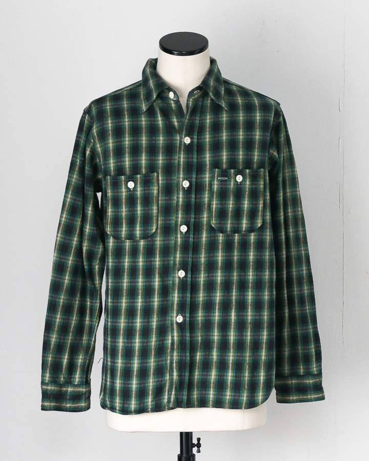 John Gluckow ジョンクラッコー JG-06-2 The Everyday Flannel Shirts E柄 ダークグリーン ワンウォッシュ