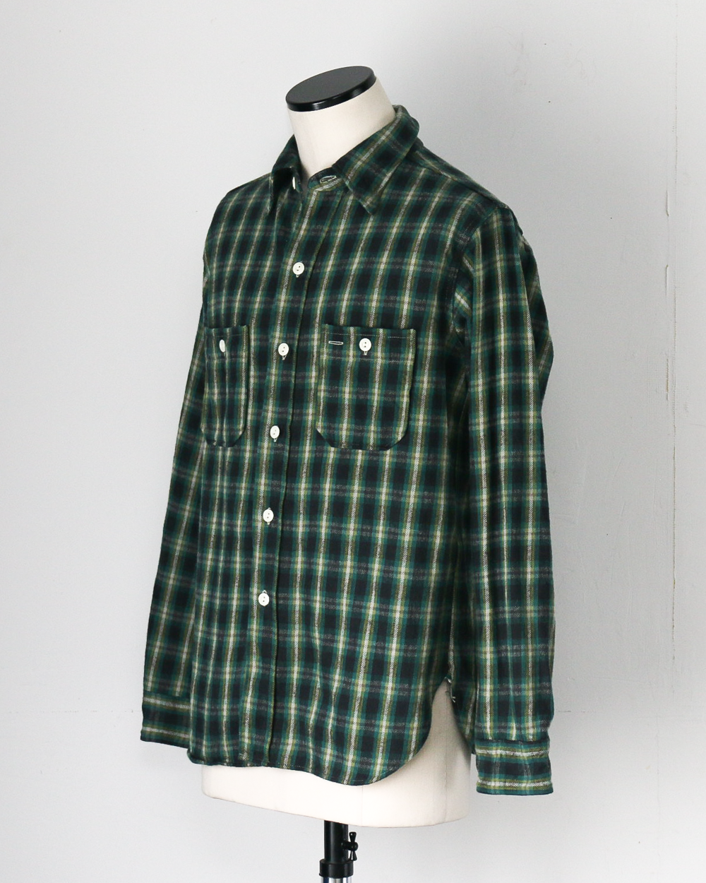 John Gluckow ジョンクラッコー JG-06-2 The Everyday Flannel Shirts E柄 ダークグリーン ワンウォッシュ