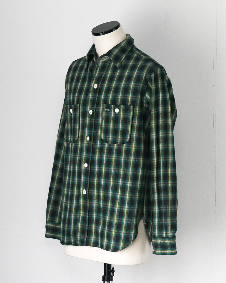 John Gluckow ジョンクラッコー JG-06-2 The Everyday Flannel Shirts E柄 ダークグリーン ワンウォッシュ