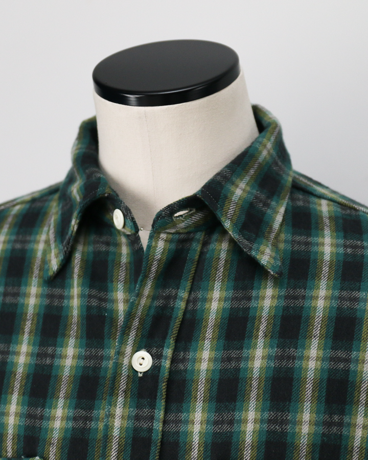 John Gluckow ジョンクラッコー JG-06-2 The Everyday Flannel Shirts E柄 ダークグリーン ワンウォッシュ