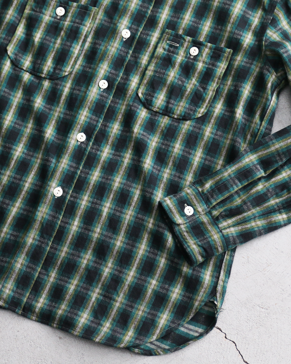 John Gluckow ジョンクラッコー JG-06-2 The Everyday Flannel Shirts E柄 ダークグリーン ワンウォッシュ