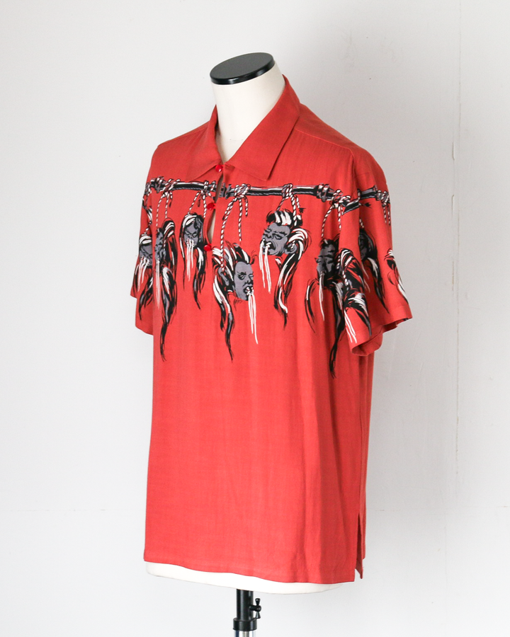 STAR OF HOLLYWOOD SH39704 / HOPSACK RAYON PULLOVER “SHRUNKEN HEAD” RED