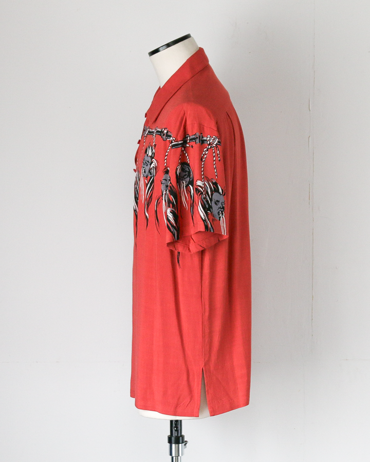 STAR OF HOLLYWOOD SH39704 / HOPSACK RAYON PULLOVER “SHRUNKEN HEAD” RED