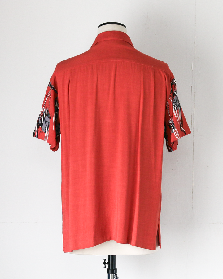 STAR OF HOLLYWOOD SH39704 / HOPSACK RAYON PULLOVER “SHRUNKEN HEAD” RED