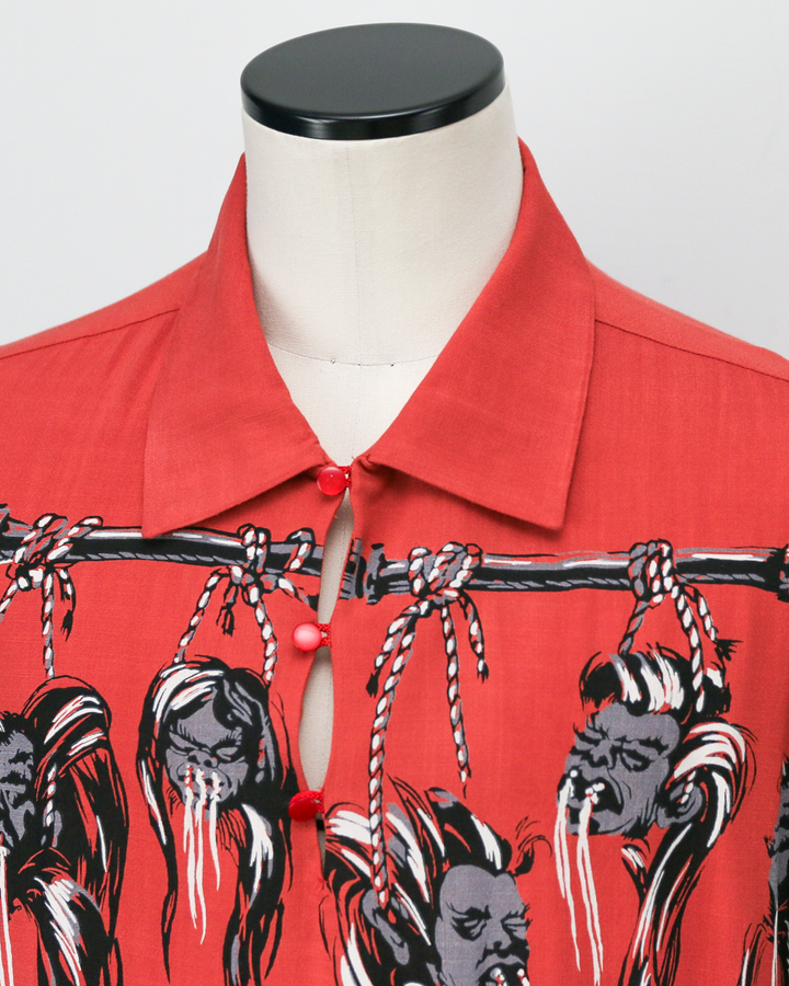 STAR OF HOLLYWOOD SH39704 / HOPSACK RAYON PULLOVER “SHRUNKEN HEAD” RED