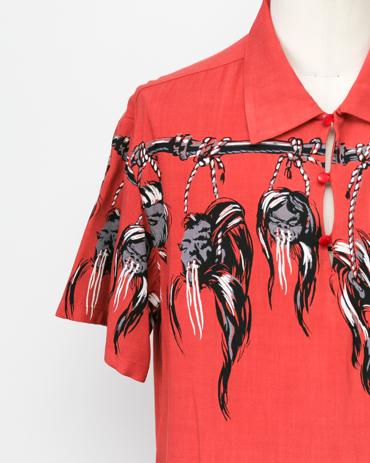 STAR OF HOLLYWOOD SH39704 / HOPSACK RAYON PULLOVER “SHRUNKEN HEAD” RED