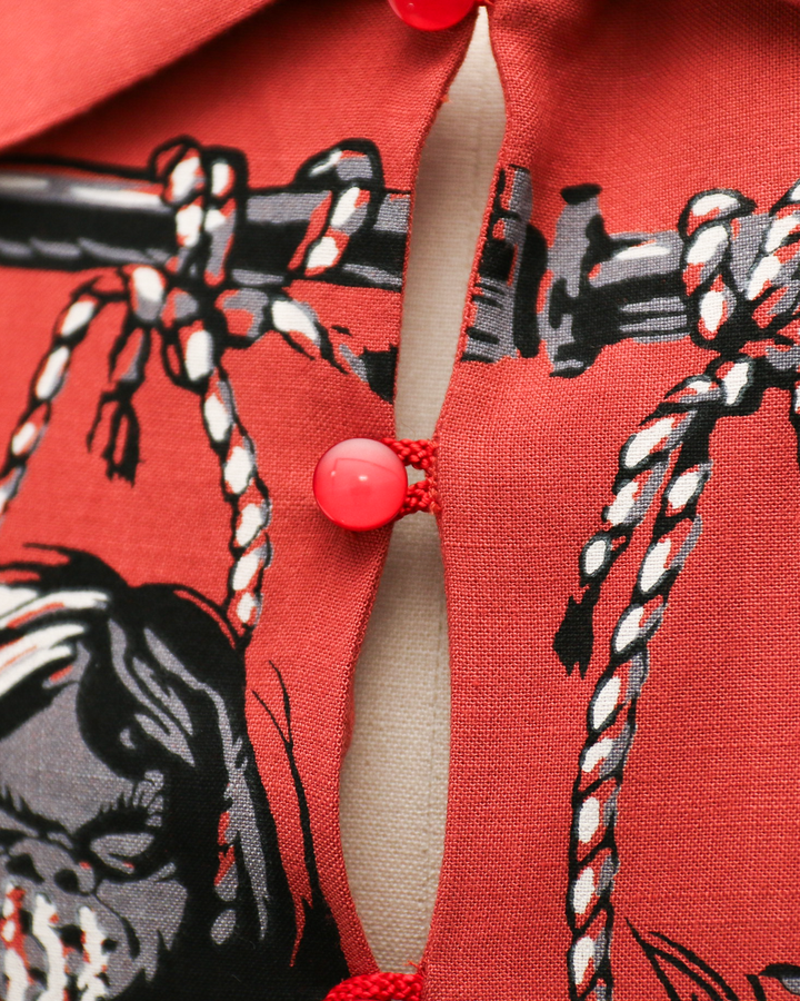 STAR OF HOLLYWOOD SH39704 / HOPSACK RAYON PULLOVER “SHRUNKEN HEAD” RED