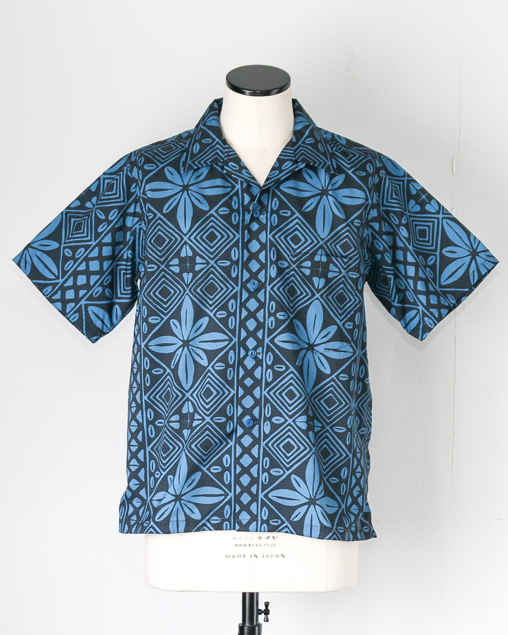 CORONA CS097 - FRENCH CAFE SHIRT S/S / Charcoal Grey × Blue