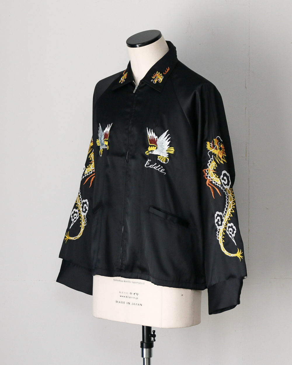 THRIFTY LOOK スリフティルック THRIFTY LOOK / OKINAWA SOUVENIR JACKET BLACK SATIN