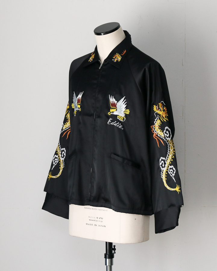 THRIFTY LOOK スリフティルック THRIFTY LOOK / OKINAWA SOUVENIR JACKET BLACK SATIN
