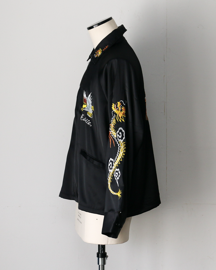 THRIFTY LOOK スリフティルック THRIFTY LOOK / OKINAWA SOUVENIR JACKET BLACK SATIN