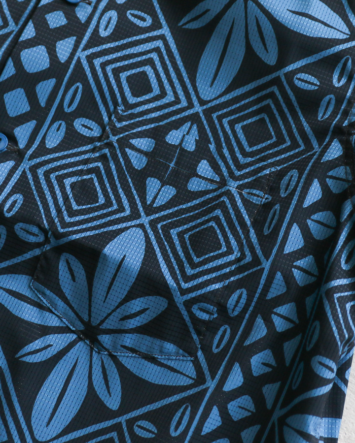 CORONA CS097 - FRENCH CAFE SHIRT S/S / Charcoal Grey × Blue