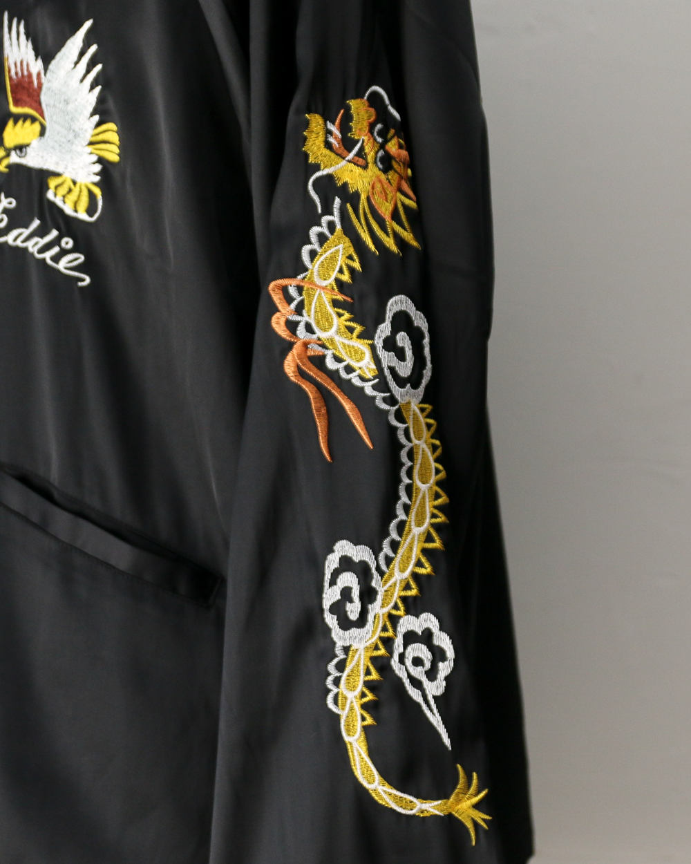 THRIFTY LOOK スリフティルック THRIFTY LOOK / OKINAWA SOUVENIR JACKET BLACK SATIN