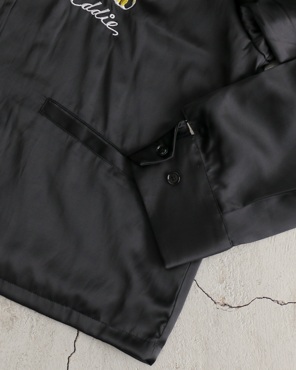 THRIFTY LOOK スリフティルック THRIFTY LOOK / OKINAWA SOUVENIR JACKET BLACK SATIN