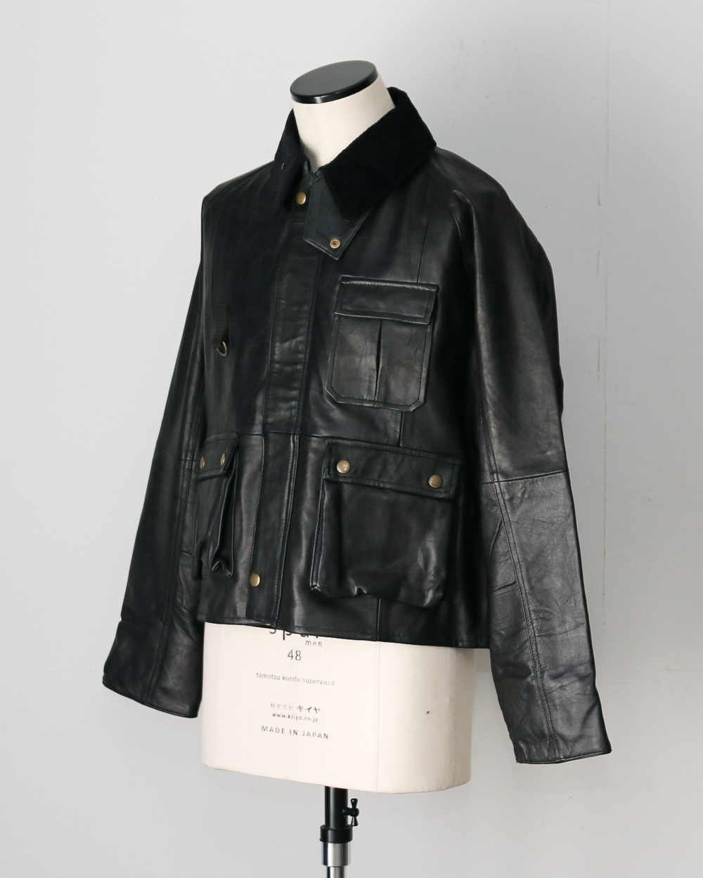 YOUSED ユーズド Remake Leather Fishing Jacket Black