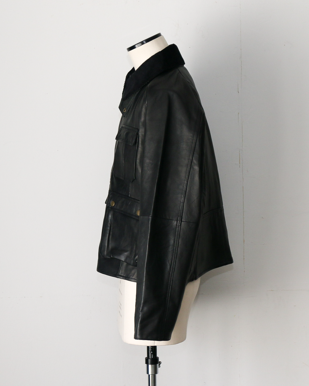 YOUSED ユーズド Remake Leather Fishing Jacket Black