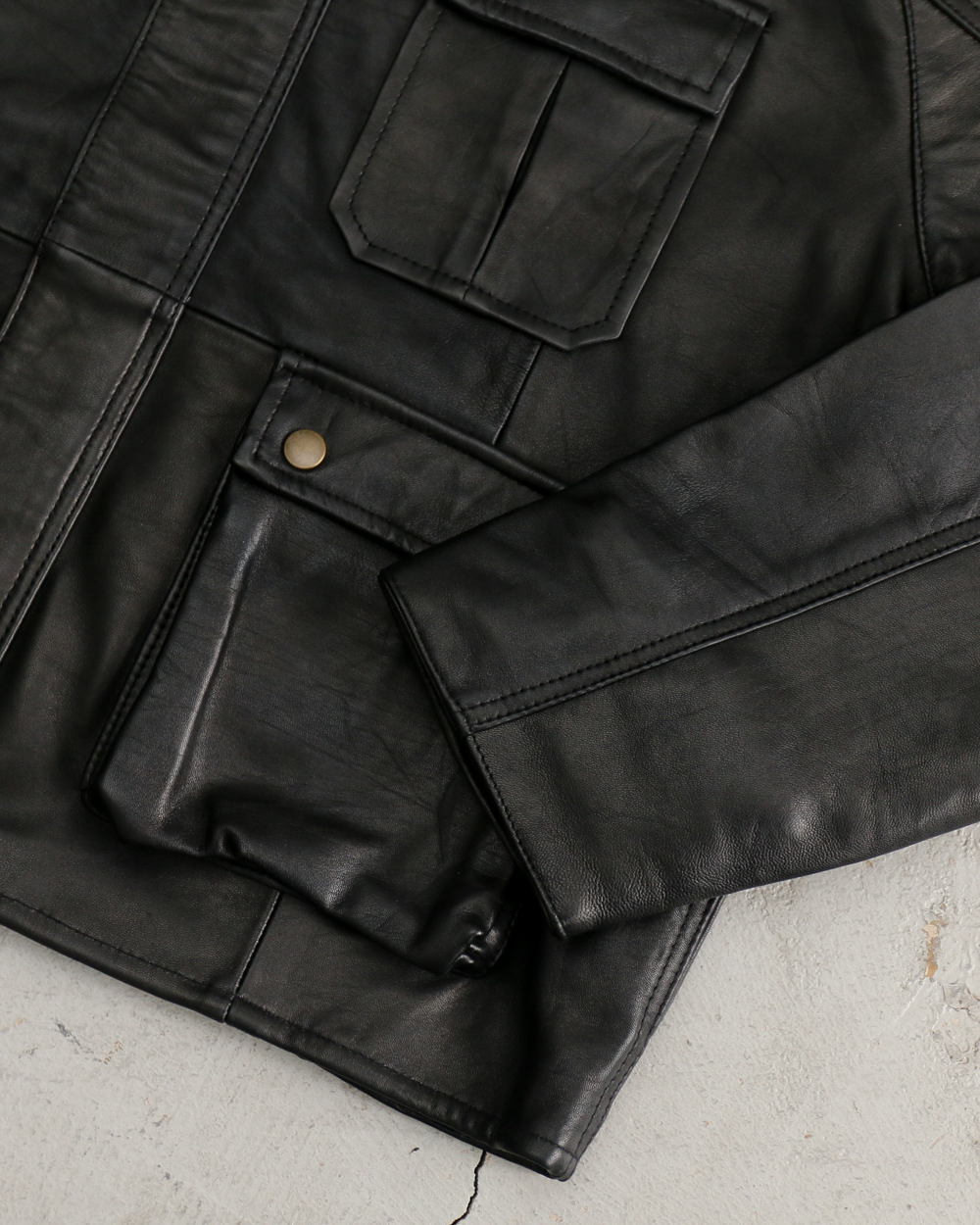 YOUSED ユーズド Remake Leather Fishing Jacket Black