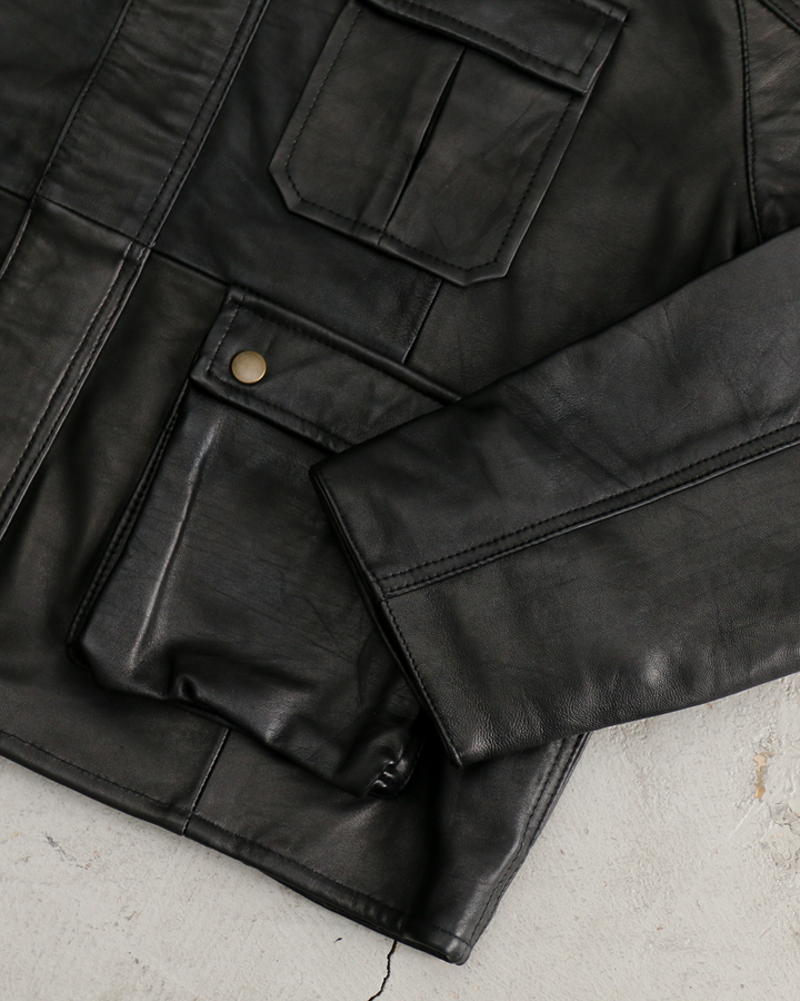 YOUSED ユーズド Remake Leather Fishing Jacket Black