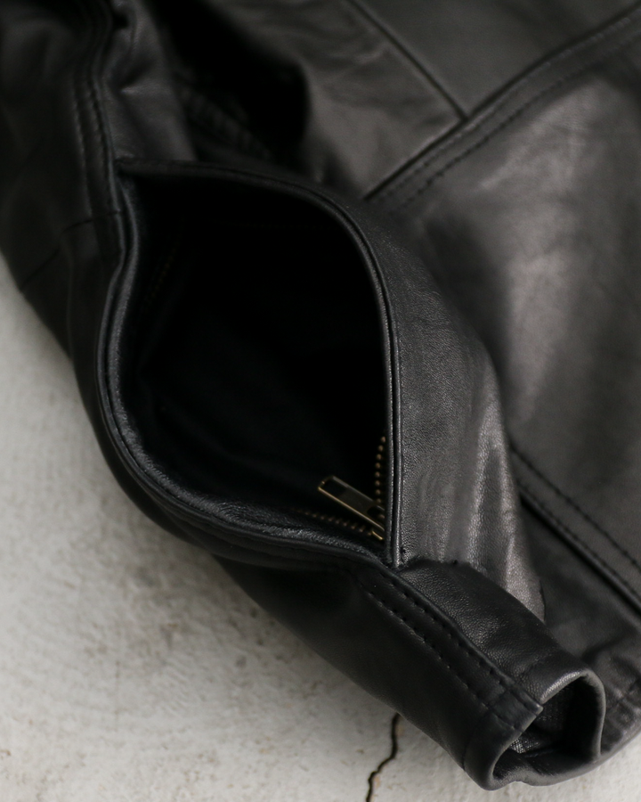 YOUSED ユーズド Remake Leather Fishing Jacket Black
