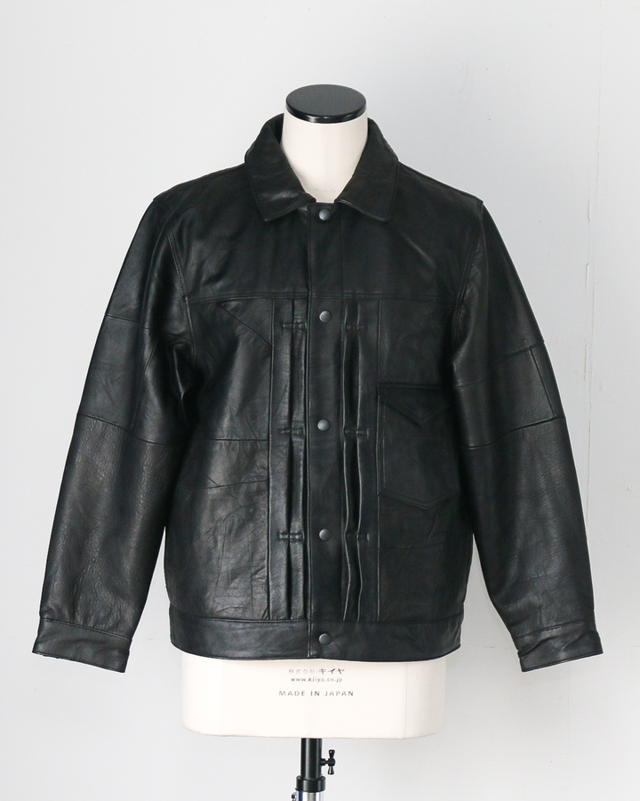 YOUSED ユーズド Remake 3Pocket 1st Leather Jacket Black