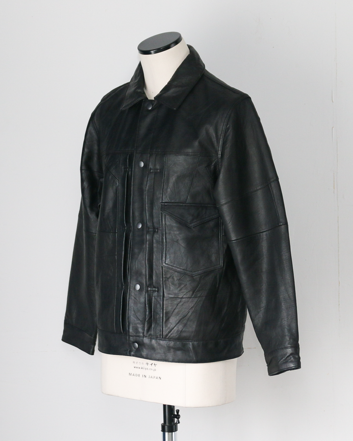 YOUSED ユーズド Remake 3Pocket 1st Leather Jacket Black