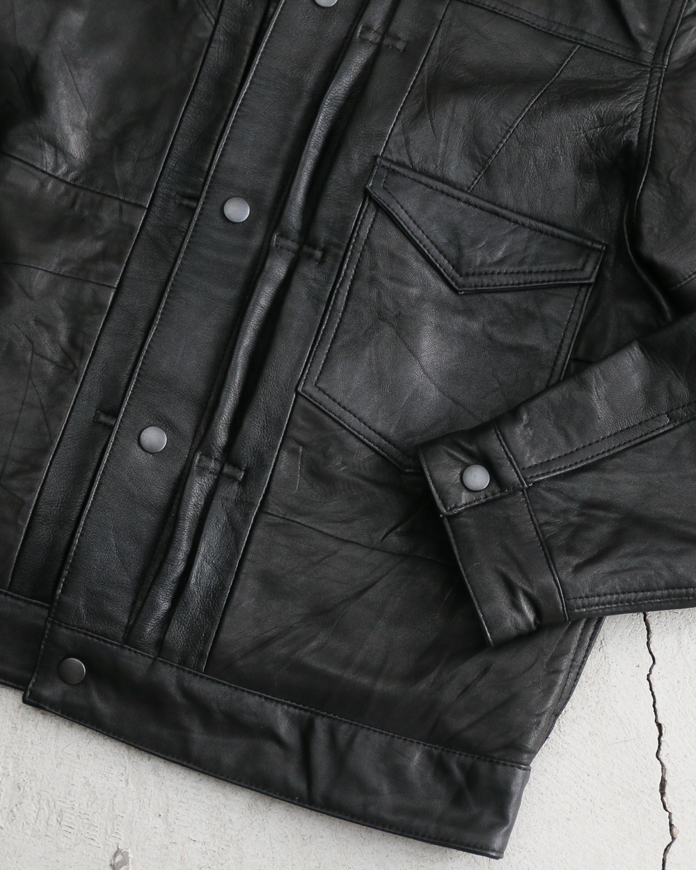 YOUSED ユーズド Remake 3Pocket 1st Leather Jacket Black