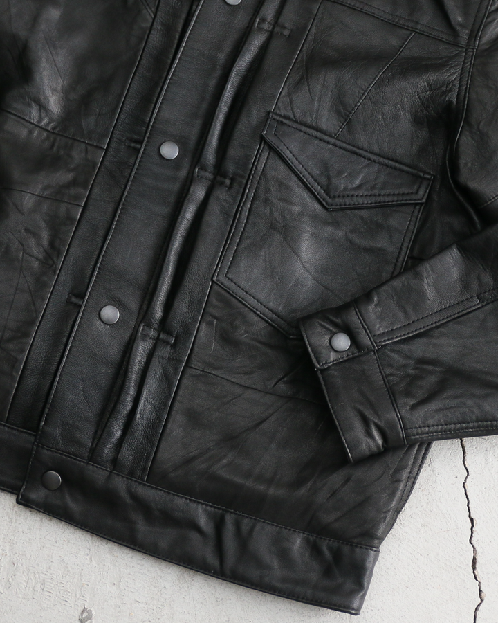 YOUSED ユーズド Remake 3Pocket 1st Leather Jacket Black