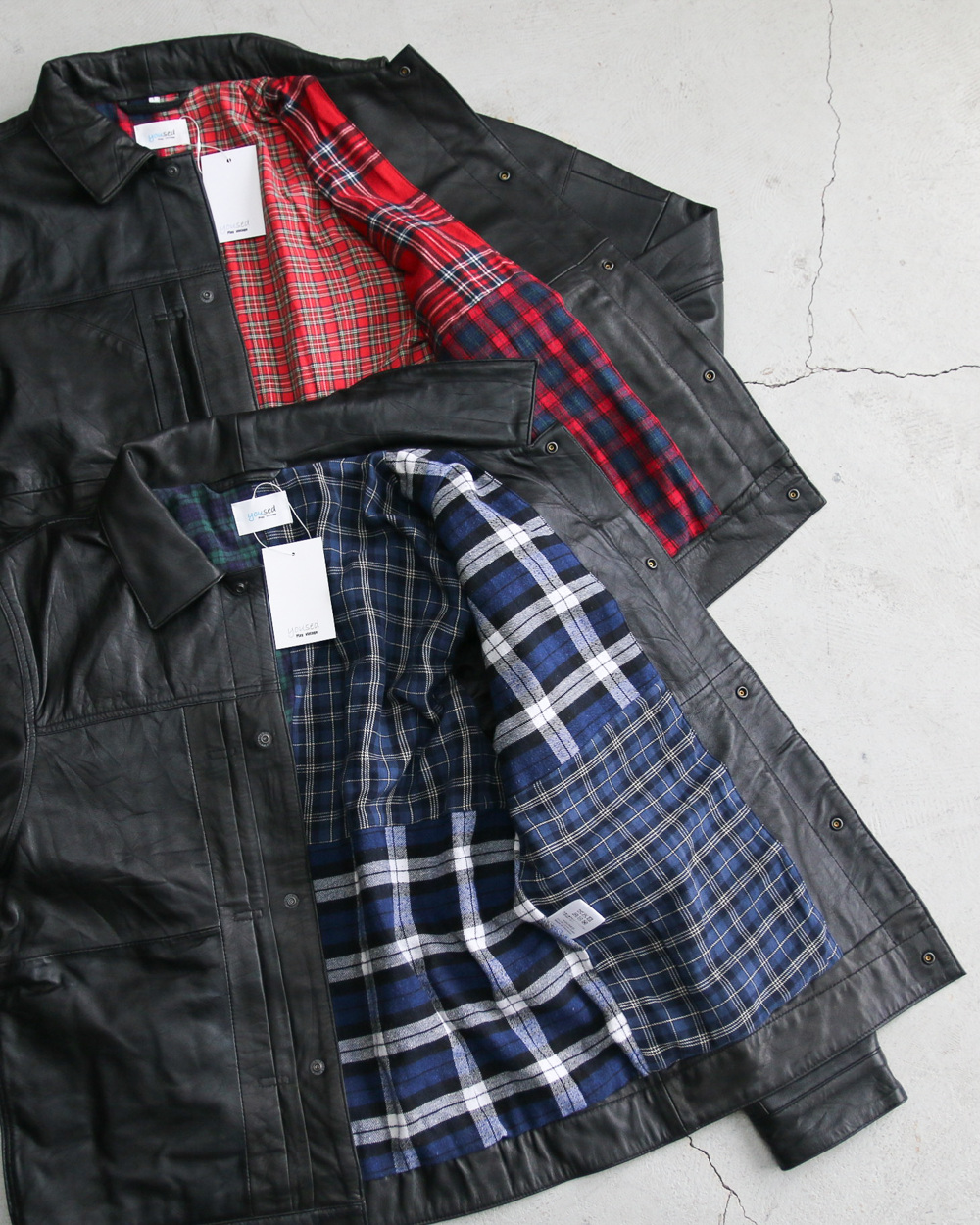 YOUSED ユーズド Remake 3Pocket 1st Leather Jacket Black