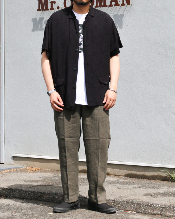 TOWN CRAFT PRINTED BEACH SHIRT Black