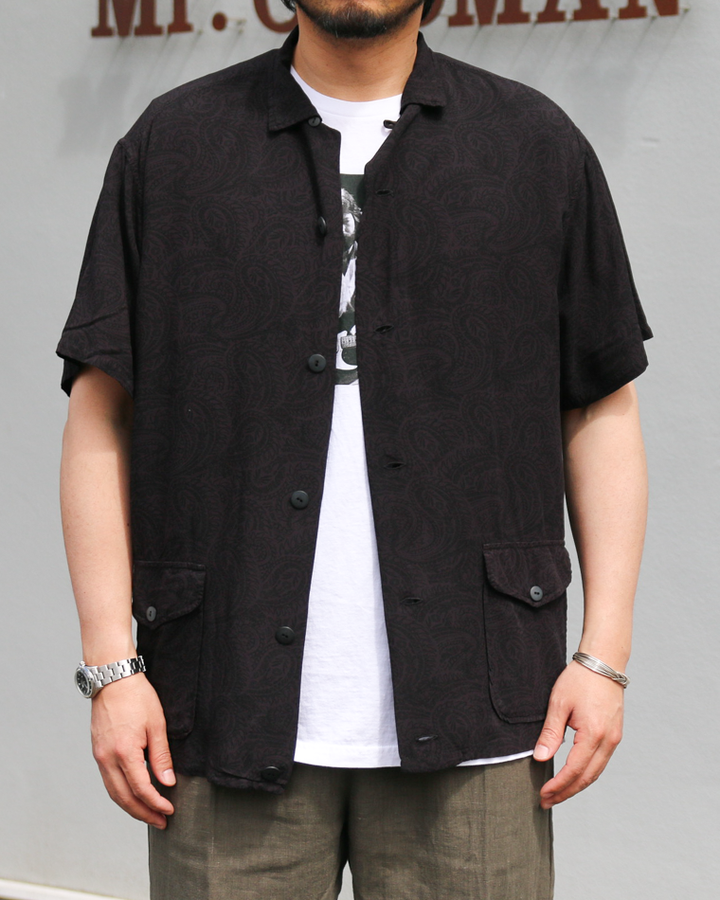 TOWN CRAFT PRINTED BEACH SHIRT Black