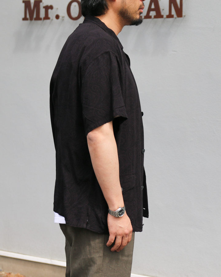 TOWN CRAFT PRINTED BEACH SHIRT Black