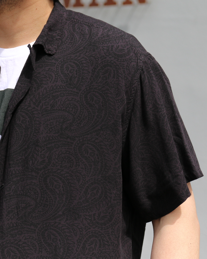 TOWN CRAFT PRINTED BEACH SHIRT Black